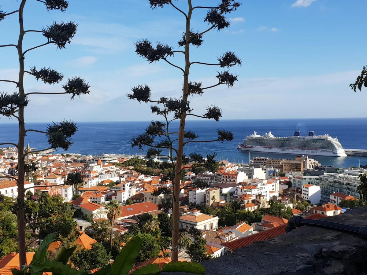 Panoramic view over Funchal and the cruise port from the Fortress of Pico